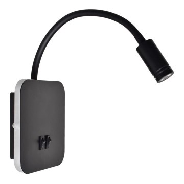 Applique murale LED flexible BASE LED/8W+LED/2W/230V noir/argenté