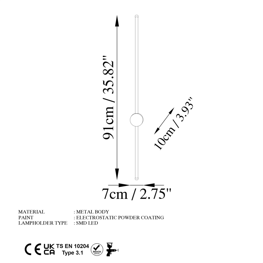 Applique murale LED SWORD LED/13W/230V 3000K, finition dorée mate