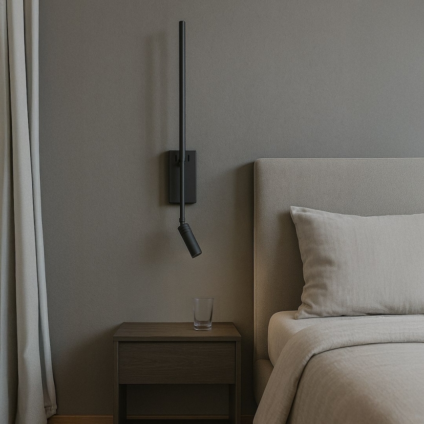 Applique murale LED TORCH LED/6W/230V + LED/3W noire