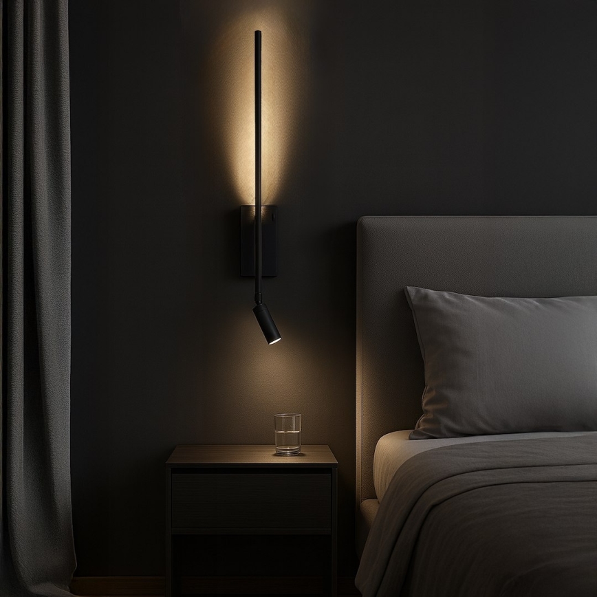 Applique murale LED TORCH LED/6W/230V + LED/3W noire