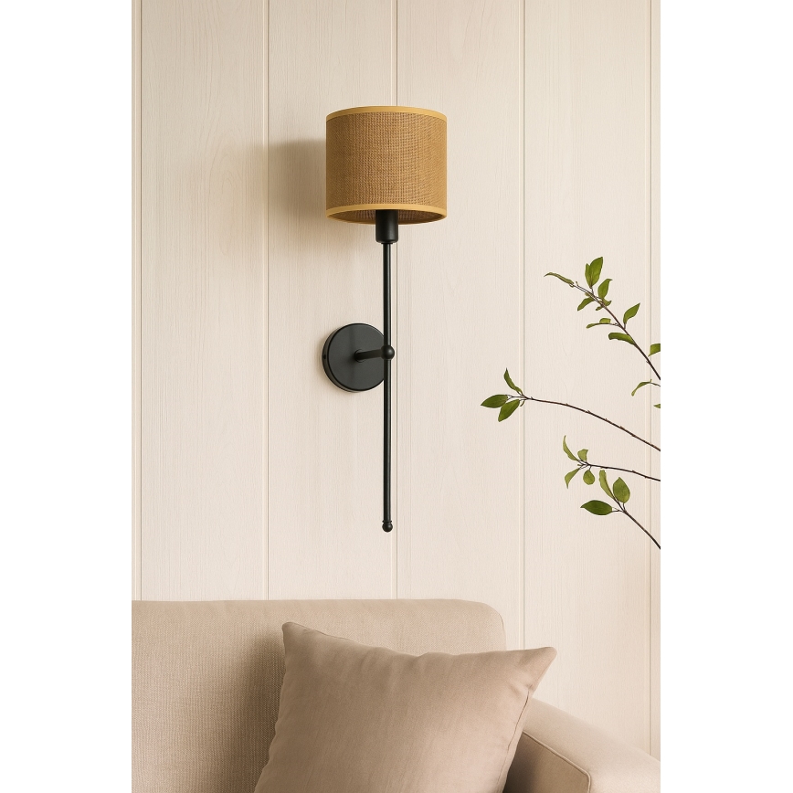 Applique murale MADELA 1xE14/40W/230V jute/noire