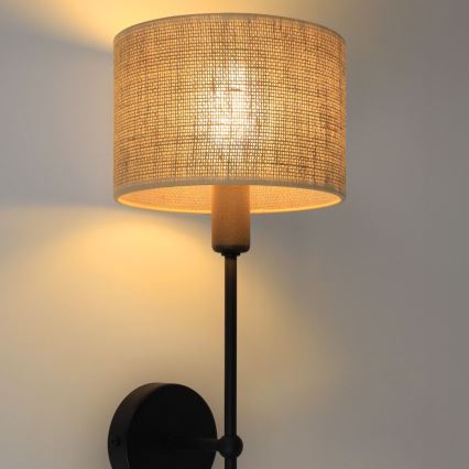 Applique murale MADELA 1xE14/40W/230V jute/noire