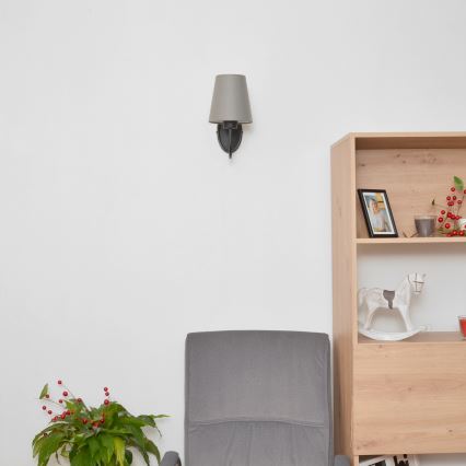 Applique murale MALBO 1xE27/15W/230V gris/noir