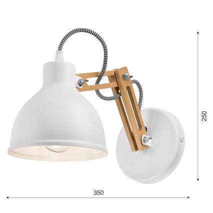 Applique murale MARCELLO 1xE27/60W/230V en hêtre