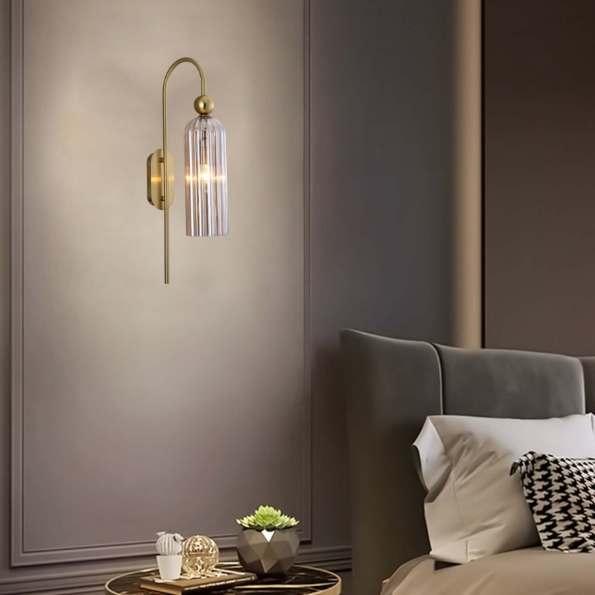 Applique murale PIEGA 1xE14/40W/230V laiton/beige fumé