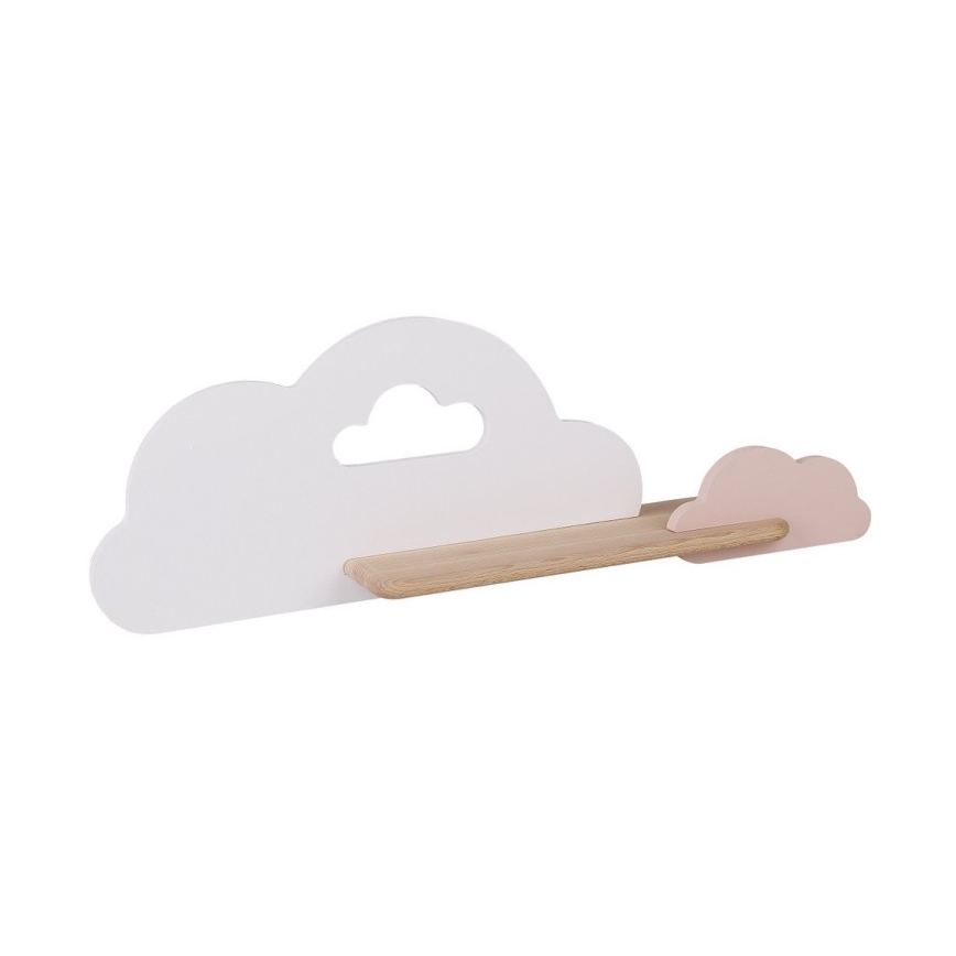 Applique murale pour enfant avec étagère CLOUD LED/5W/230V Blanche/Rose - certifié FSC
