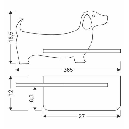 Applique murale pour enfants avec une étagère DOG LED/5W/230V noir/bois - certifié FSC