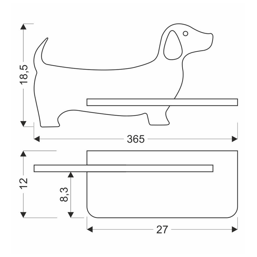 Applique murale pour enfants avec une étagère DOG LED/5W/230V noir/bois - certifié FSC