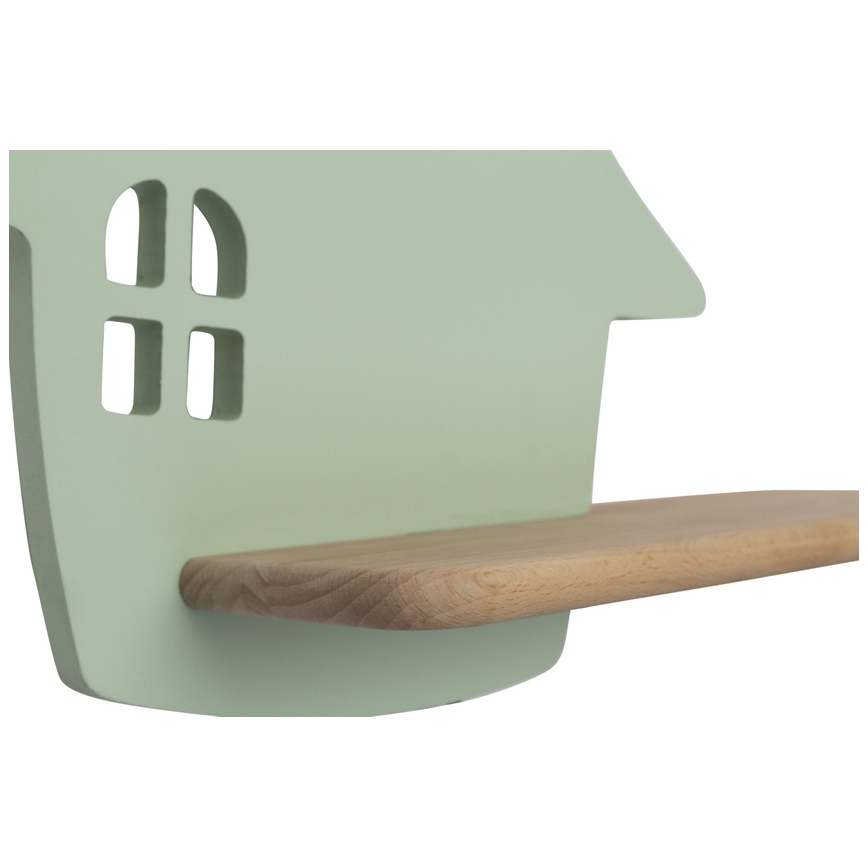 Applique murale pour enfants avec une étagère HOUSE LED/4W/230V vert/bois - certifié FSC