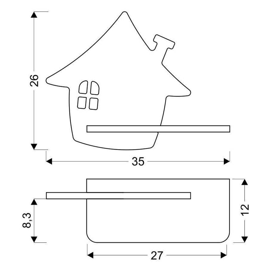 Applique murale pour enfants avec une étagère HOUSE LED/4W/230V vert/bois - certifié FSC