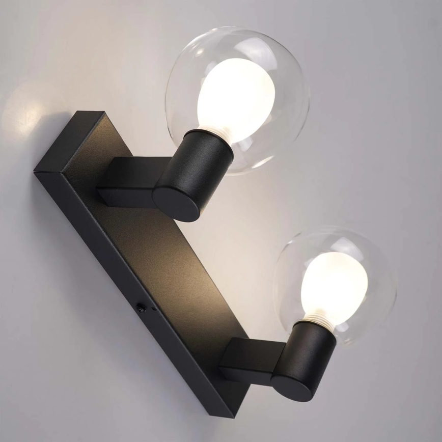 Applique murale pour salle de bains POLA 2xG9/5W/230V IP44 noire/transparente