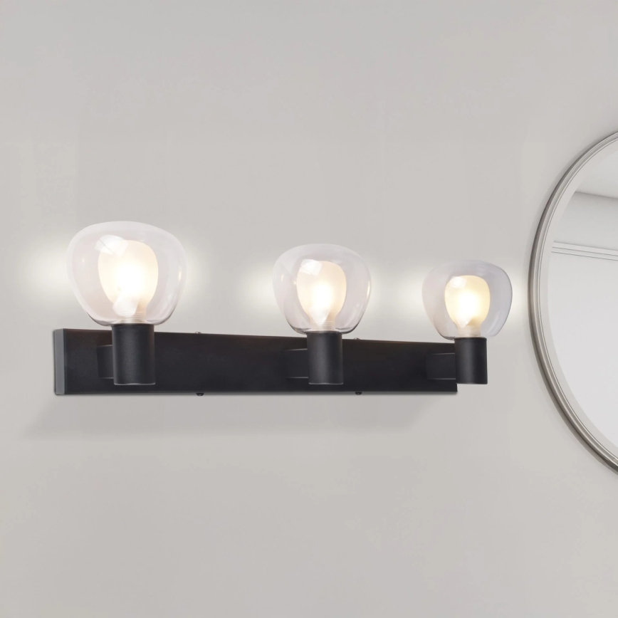 Applique murale pour salle de bains POLA 3xG9/5W/230V IP44, noire/verre transparent