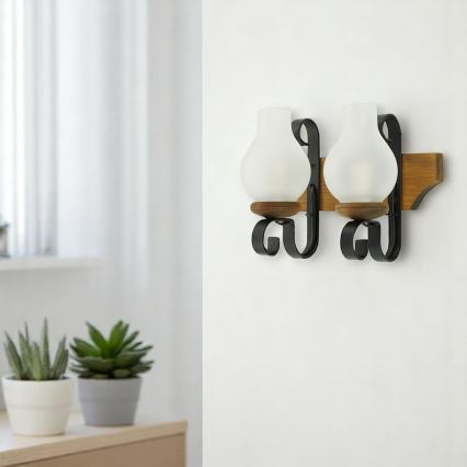 Applique murale QUEEN 2xE14/40W/230V hêtre - FSC certifié