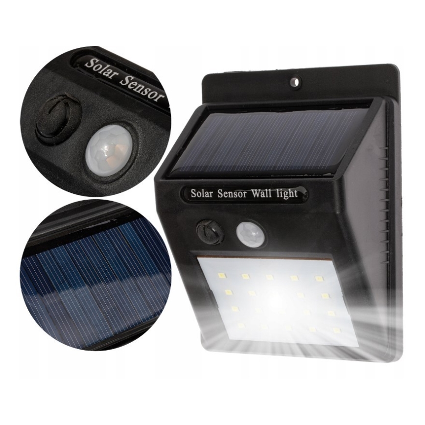 Applique murale solaire avec détecteur LED/0,55W/3,7V 1200 mAh IP65