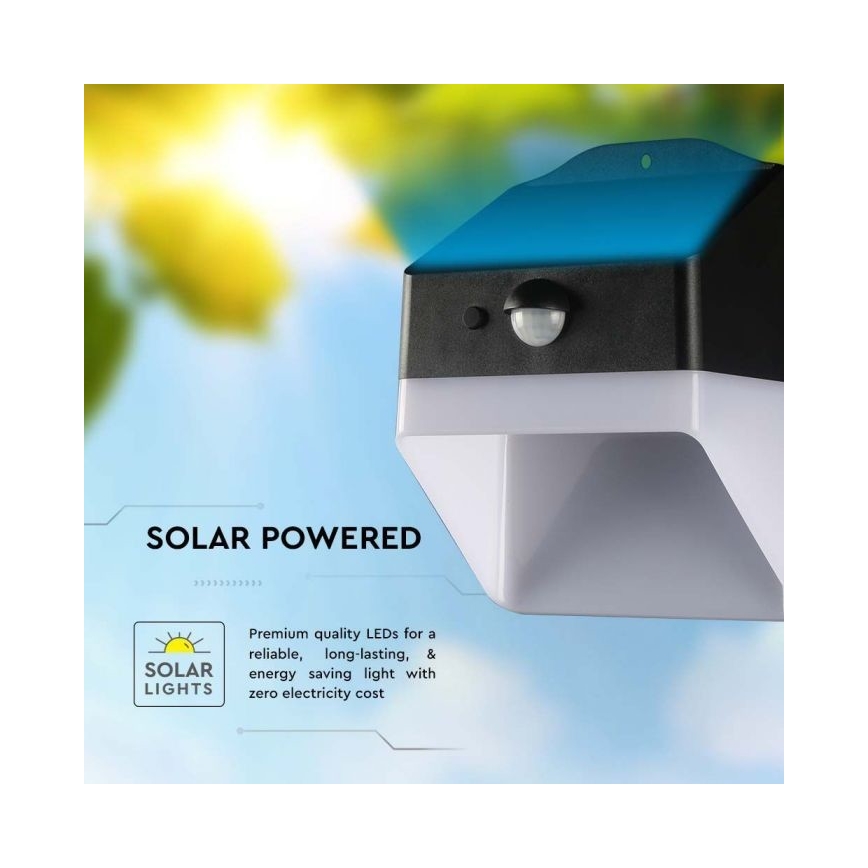 Applique murale solaire avec détecteur LED/2W/3,7V 4000K IP65