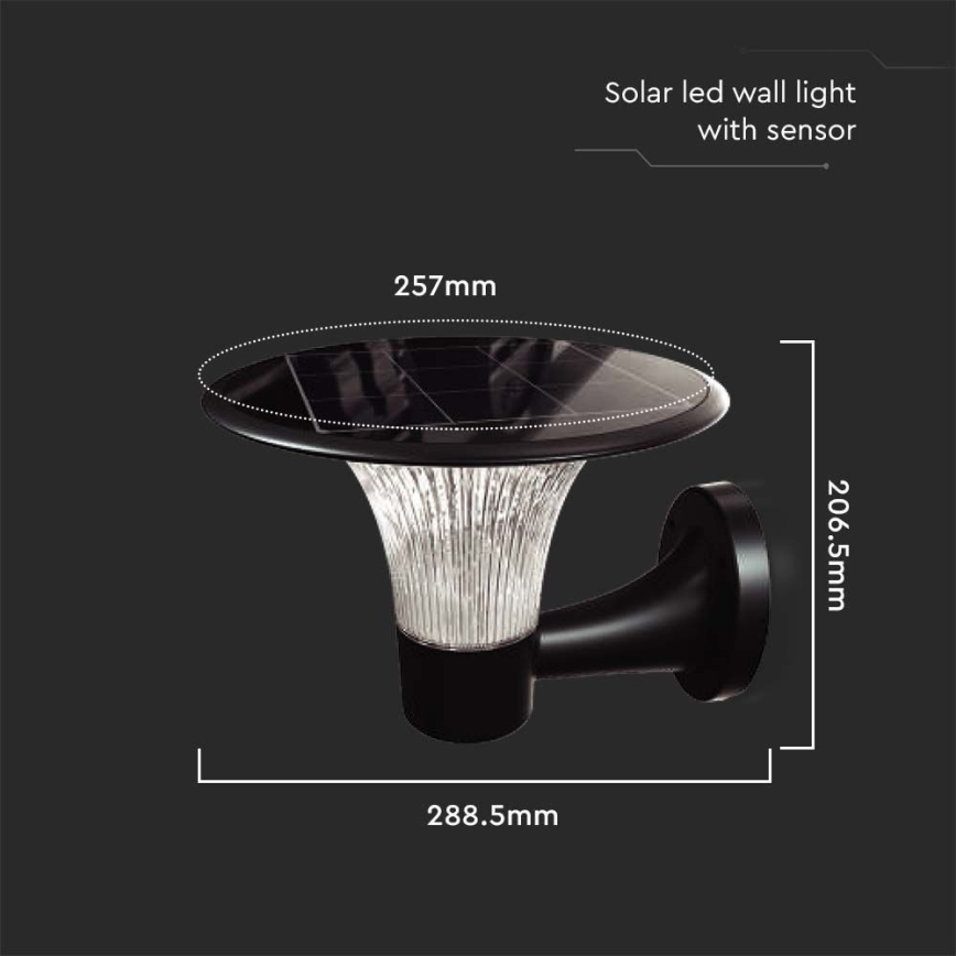 Applique murale solaire avec détecteur LED/15W/3,2V 4000K/6000K IP65 6000 mAh
