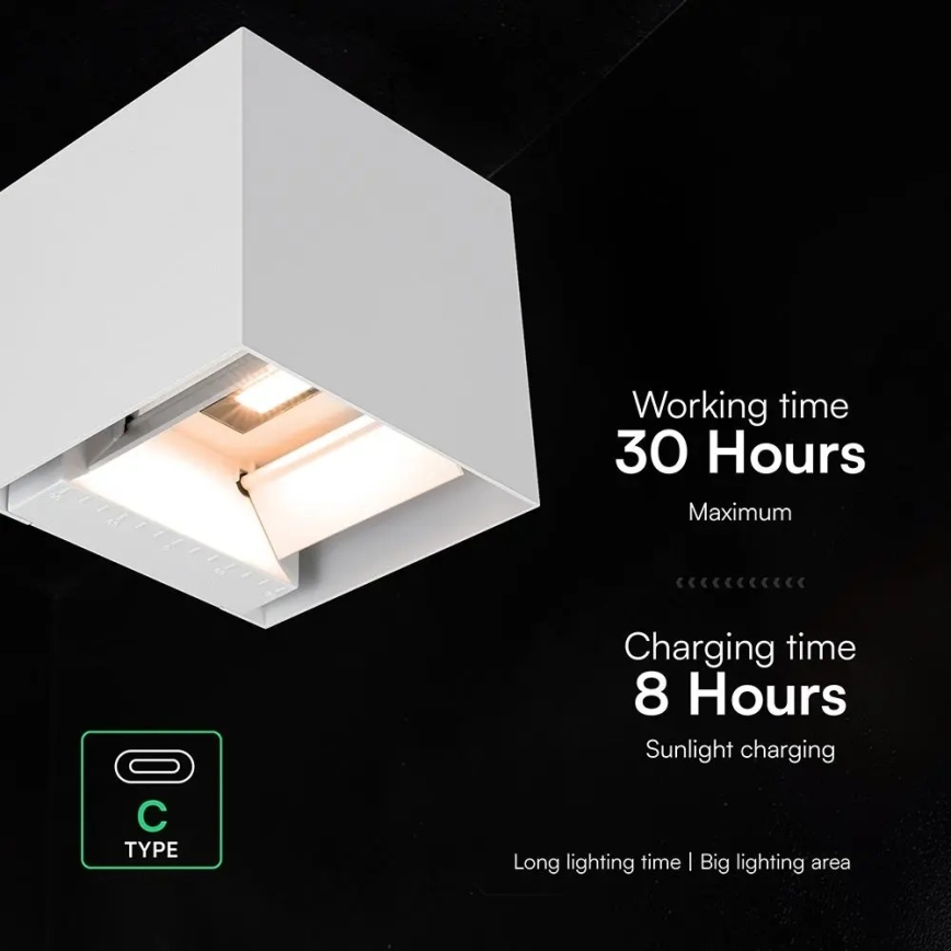 Applique murale solaire à LED avec capteur LED/9W/3,7V 3000/4000/5000K IP65 2600 mAh blanc