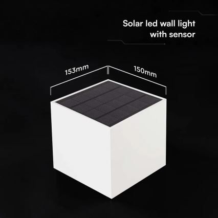 Applique murale solaire à LED avec capteur LED/9W/3,7V 3000/4000/5000K IP65 2600 mAh blanc