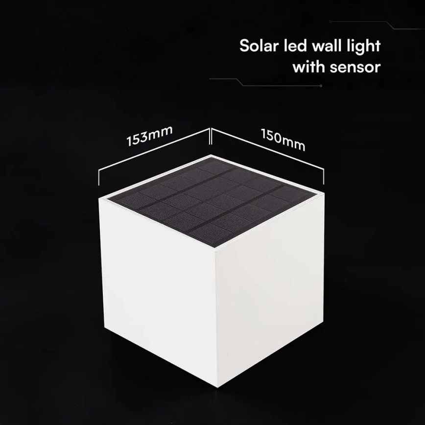 Applique murale solaire à LED avec capteur LED/9W/3,7V 3000/4000/5000K IP65 2600 mAh blanc