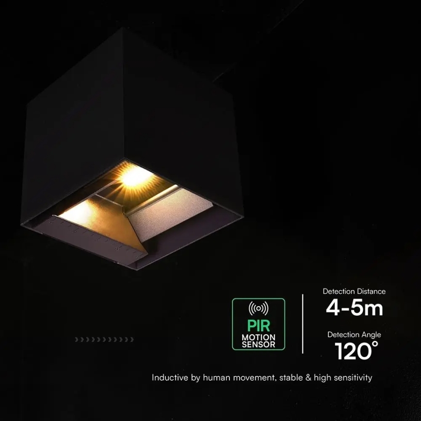 Applique murale solaire LED avec capteur LED/9W/3,7V 3000/4000/5000K IP65 2600 mAh noire