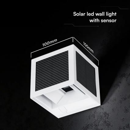 Applique murale solaire LED avec capteur LED/9W/3,7V 3000/4000/6000K IP65 2600 mAh blanc