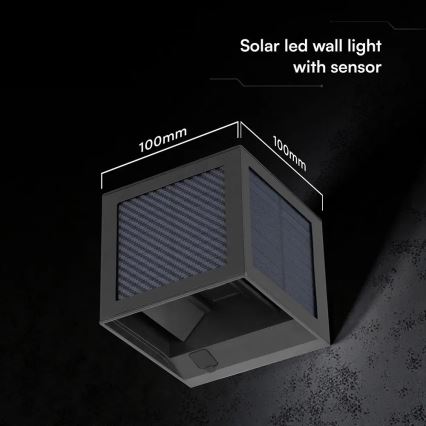Applique murale solaire à LED avec détecteur LED/9W/3,7V 3000/4000/6000K IP65 2600 mAh noir