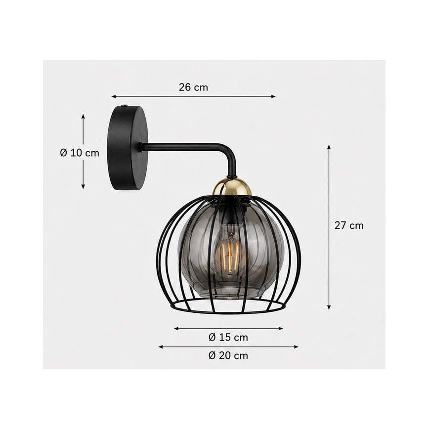 Applique murale SOLO BLACK 1xE27/60W/230V noir/doré