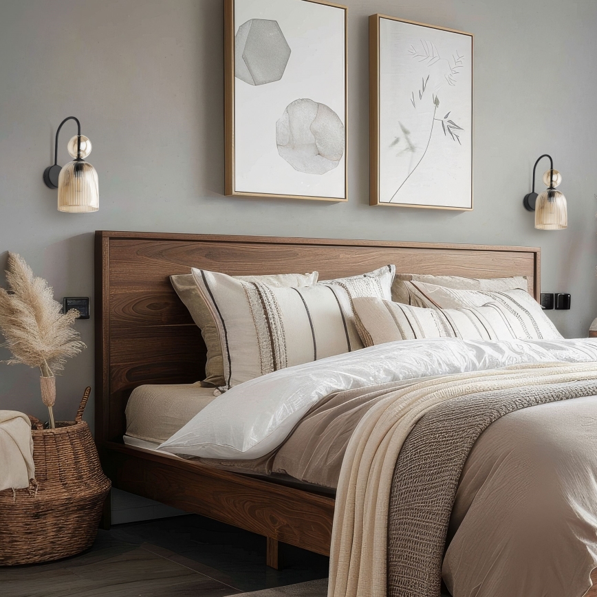 Applique murale SOPHIA 1xE14/10W/230V noir/beige fumé