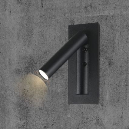 Applique murale spot LED 2 W, 230 V, 3000 K, noir