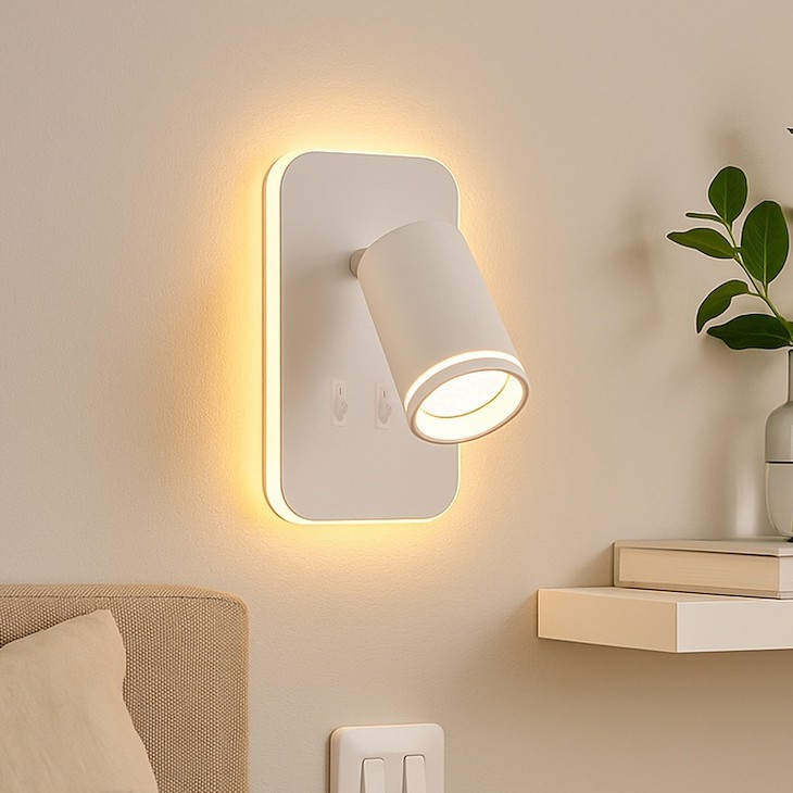 Applique murale spot LED PIPE 1xGU10/10W/230V + LED/6W, blanche