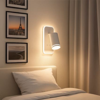 Applique murale spot LED PIPE 1xGU10/10W/230V + LED/6W, blanche