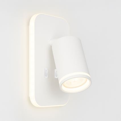 Applique murale spot LED PIPE 1xGU10/10W/230V + LED/6W, blanche