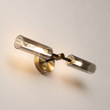 Applique murale TESSA 2xG9/5W/230V laiton/noir fumé