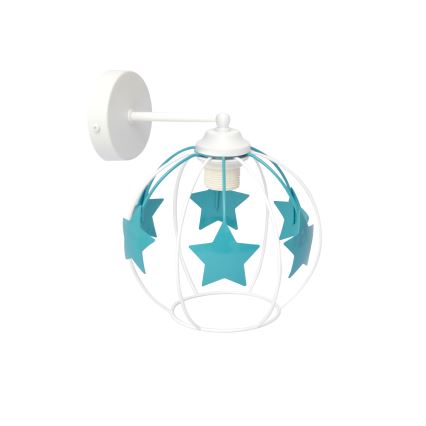 Applique per bambini STARS 1xE27/15W/230V turchese/bianco