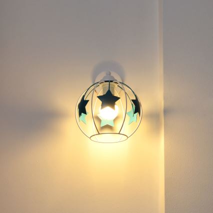 Applique per bambini STARS 1xE27/15W/230V turchese/bianco
