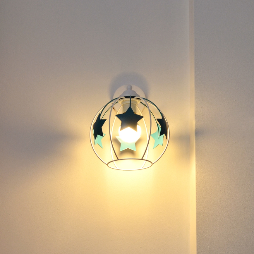 Applique per bambini STARS 1xE27/15W/230V turchese/bianco