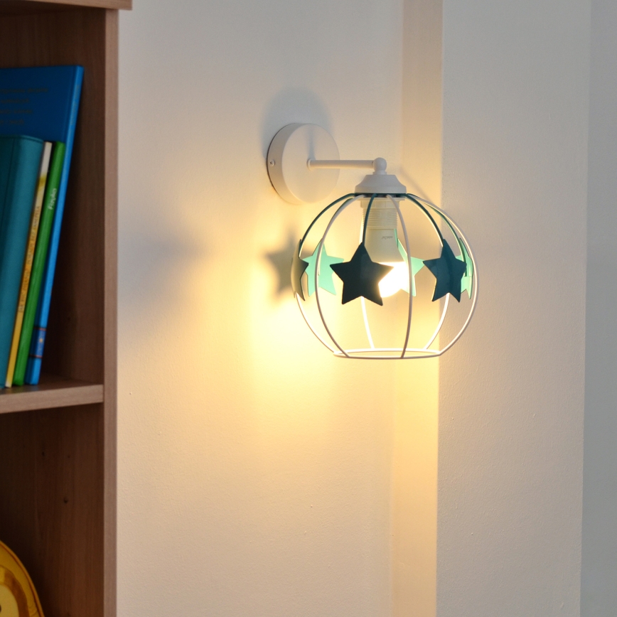Applique per bambini STARS 1xE27/15W/230V turchese/bianco
