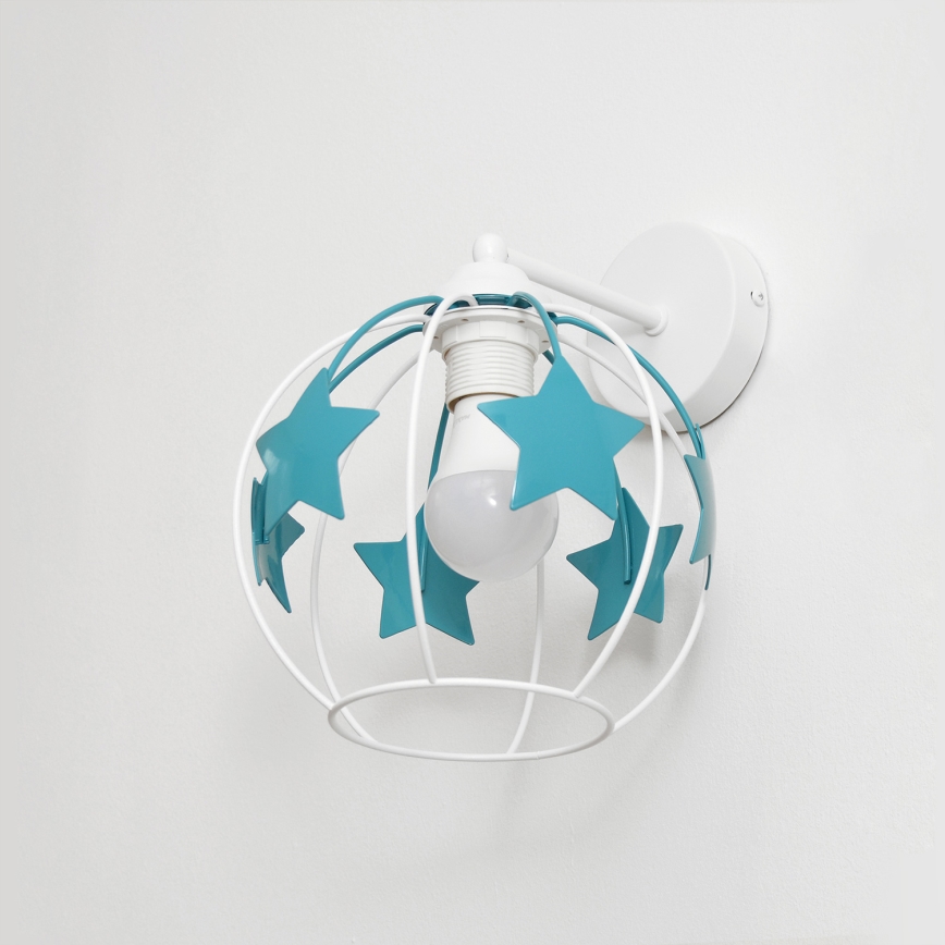 Applique per bambini STARS 1xE27/15W/230V turchese/bianco