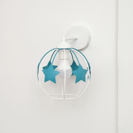 Applique per bambini STARS 1xE27/15W/230V turchese/bianco