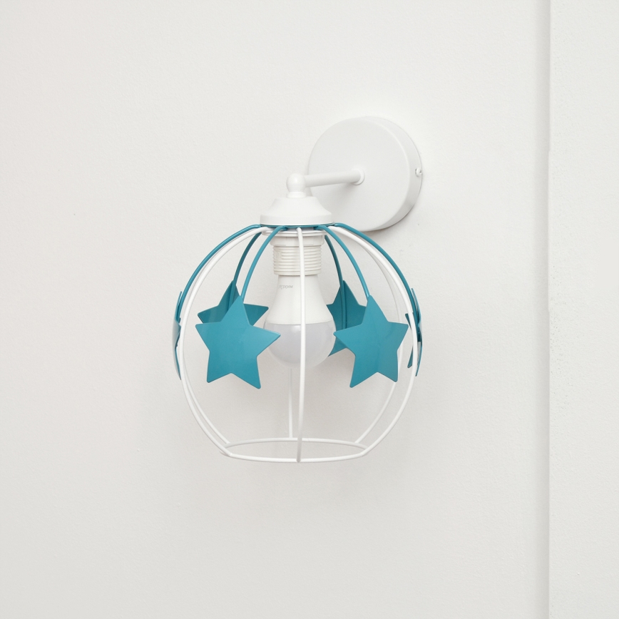 Applique per bambini STARS 1xE27/15W/230V turchese/bianco