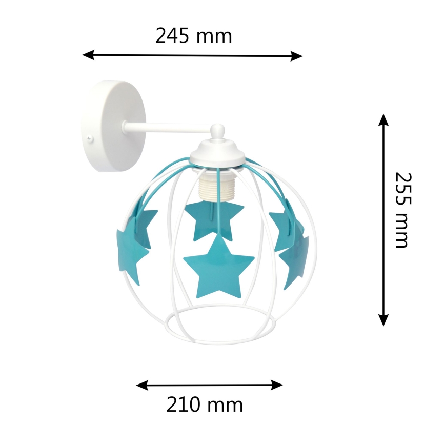 Applique per bambini STARS 1xE27/15W/230V turchese/bianco