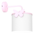 Applique per bambini SWEET 1xE27/15W/230V bianco/rosa/farfalla