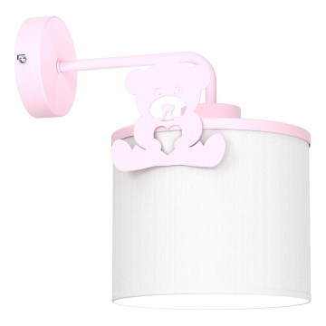 Applique per bambini SWEET 1xE27/15W/230V bianco/rosa/orsacchiotto