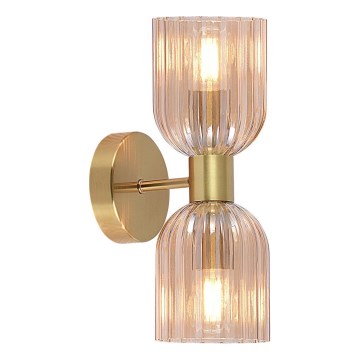 Applique PIEGA 2xE14/10W/230V ottone/beige fumé