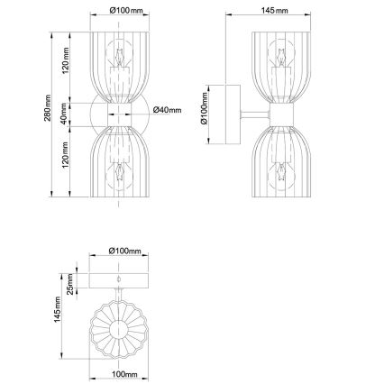 Applique PIEGA 2xE14/10W/230V ottone/bianco