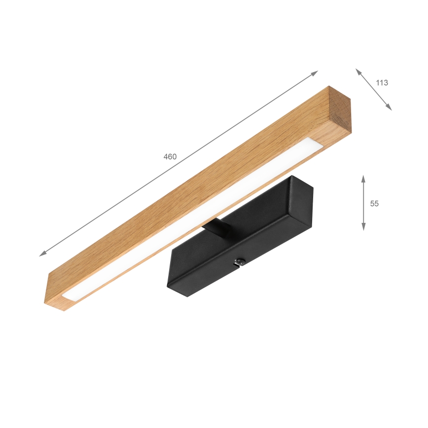 Applique pour tableau LED VERDE LED/5,5W/230V 3000K 46 cm chêne/noir