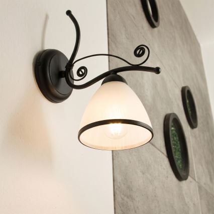 Applique RETRO 1xE27/60W/230V nero/bianco
