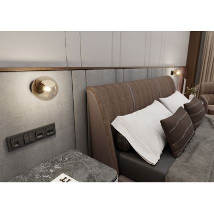 Applique ROSSI 1xE14/10W/230V nero/beige