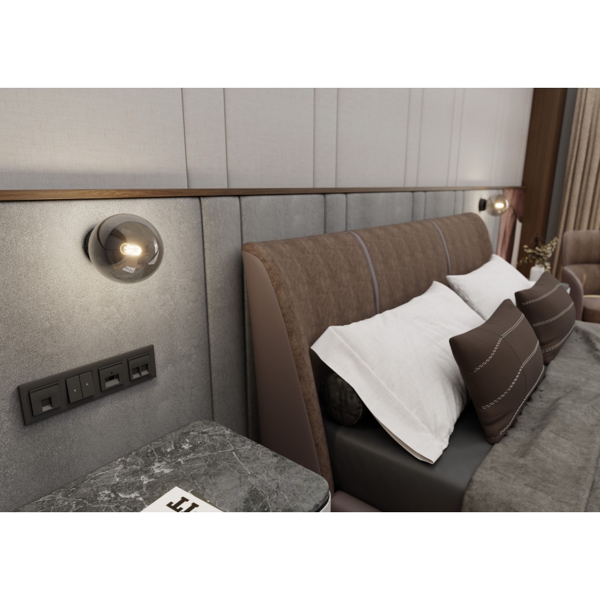 Applique ROSSI 1xE14/10W/230V nero/grigio