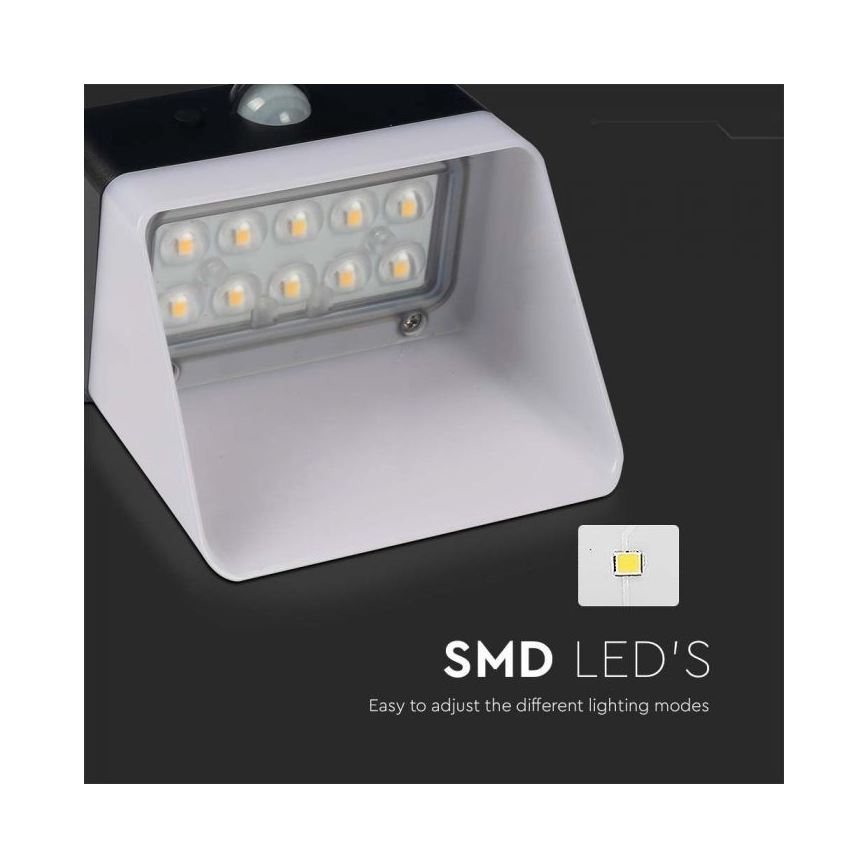 Applique murale solaire LED avec capteur LED/2W/3,7V 4000K IP65 1200 mAh